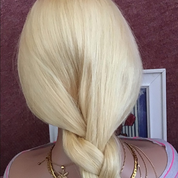 Human Wigs Lace Closer Honey Blonde Straight 150 Density 4x4 Gold 613 20-Inch - Picture 7 of 11